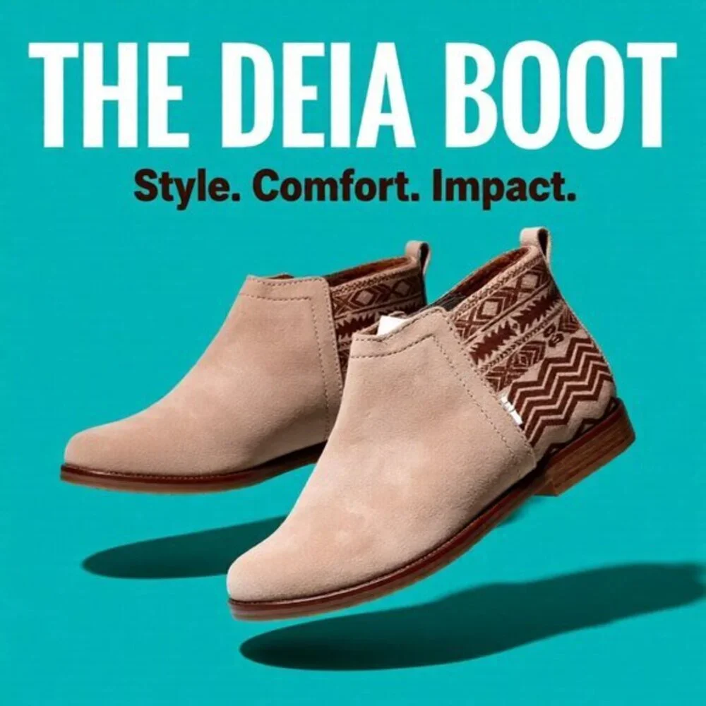 NIB Toms Deia Suede Ankle Boots Youth Size 5.5 MSRP $70